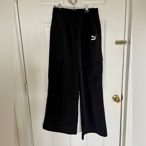 Puma | Black Cargo Track Pants with Logo